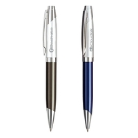 Twist action ballpoint pen with colored metallic barrel, satin silver cap,......