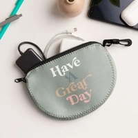 Utility bag with gusset, zipper closure, customizable colored stitching, and...