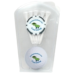 Golf Ball Clamshell with Poker Chip and Five Golf Tees
