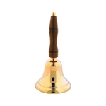 7.5" Brass School Bell with Wooden Handle