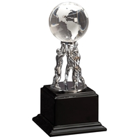 10" Crystal Globe w/ Silver Men & Black Piano Finish Base