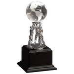 10" Crystal Globe w/ Silver Men & Black Piano Finish Base