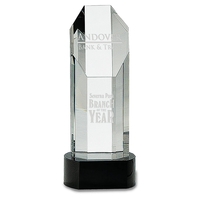 9.75" Octagon Slant-Top Crystal on Black Pedestal Base