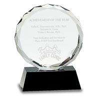 5" Round Facet Crystal on Black Pedestal Base