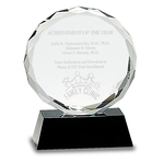 5" Round Facet Crystal on Black Pedestal Base