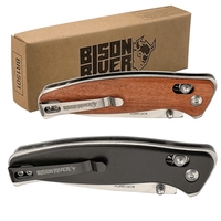 Bison River Button Lock Folding Knife with Clip... from ASI 92531 Unique...