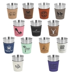 2 oz. Light Brown Leatherette & Stainless Steel Shot Glass