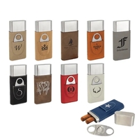 6.625" x 2.875" x 1" leatherette cigar case with cutter and... from ASI 92531...