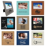 Lt Brown Leatherette Photo Frame w/ 4.25" x 8.875" Eng Area