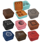 Dark Brown Leatherette Travel Jewelry Box with Tan Lining