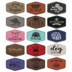 3.5" x 2.5" Hex Light Brown Leatherette Patch with Adhesive