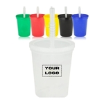 Plastic Stadium Splash Cups with Lid and Straw, 16 oz.