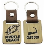 Square Bamboo Key Tag w/Strap