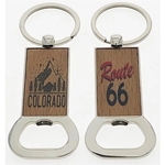Wood with Metal Trim Key Tag - Bottle Opener
