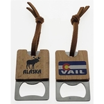 Fancy Wood Bottle Opener w/Cord