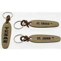 CLOSEOUT - Oval Bamboo Key Tag with Strap