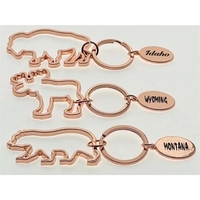Rose Gold Bear, Moose And Buffalo w/Add-A-Tag Keychain