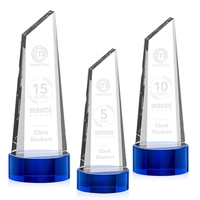 Stunning trapezoidal tower award is anchored with a thick optical crystal......