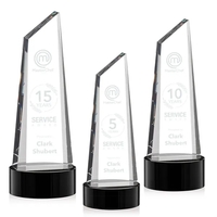 Stunning trapezoidal tower award is anchored with a thick optical crystal......
