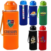 Easy Pour 22 oz Frosted Glass Sleeve Lanyard Bottle