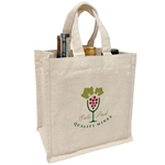 Heavyweight Cotton 6 Bottle Wine Tote Bag - Full Color