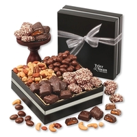 black and silver gift box filled with an assortment of chocolates... from ASI...