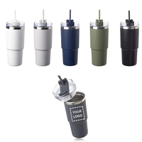 Stainless steel travel tumbler with straw, 23 oz. plus 1 color... from ASI...