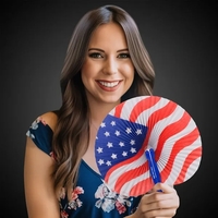 9 3/4" American flag paper folding fans with red or blue... from ASI 42016...