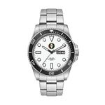 42.5MM, SS, SILVER CASE, BK BEZEL, 3-HAND MVT, DAY-DTE