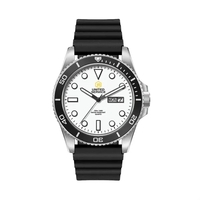 42.5MM, SS, SILVER CASE, BK BEZEL, 3-HAND MVT, DAY-DTE