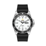 42.5MM, SS, SILVER CASE, BK BEZEL, 3-HAND MVT, DAY-DTE