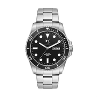 42.5MM, SS, SILVER CASE, BK BEZEL, 3-HAND MVT, DAY-DTE... from ASI 67866...