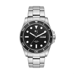 42.5MM, SS, SILVER CASE, BK BEZEL, 3-HAND MVT, DAY-DTE