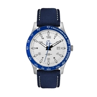 43.5MM,SS, SILVER CASE, BL BEZEL, 3-HAND MVT, DTE