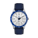 43.5MM,SS, SILVER CASE, BL BEZEL, 3-HAND MVT, DTE