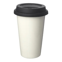 Double wall insulated ceramic tumbler with lid, 11 oz. capacity. capacity......