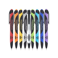 Rubber coated plastic ballpoint pen with accent color and clip.... from ASI...