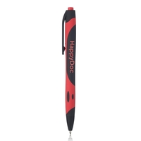 Rubber coated plastic ballpoint pen with accent color and clip.... from ASI...