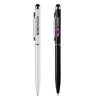 Aluminum ballpoint pen in glisten black or pearl white with a... from ASI...