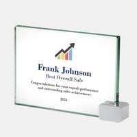 Color Imprinted Jade Achievement Award with Chrome Rectangle
