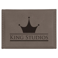 Gray Leatherette Business Card Holder