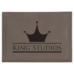 Gray Leatherette Business Card Holder