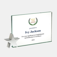 Color Imprinted Jade Achievement Award with Chrome Star
