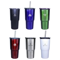 20 oz. Ares Tumbler with Stainless Straw/Flip Top Lid, Laser... from ASI...