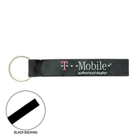 Custom rectangle shaped polyester key fob with large split ring.... from ASI...