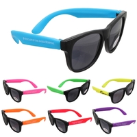 Children's black sunglasses with neon colored temples. 5" x 4 1/2".... from...