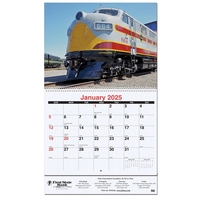 12 month wall calendar featuring photos of locomotives and railroad...