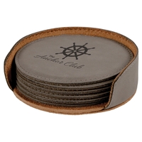 Rawhide Leatherette Round Coaster Set