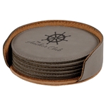 Rawhide Leatherette Round Coaster Set