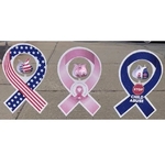 Awareness Ribbon with Flower Pinwheel Yard Sign